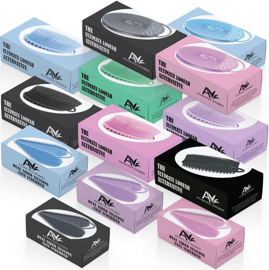 Avilana Exfoliating Silicone Body Scrubber Easy to Clean, Lathers Well, Long Lasting, and More Hygienic Than Traditional Loofah (Style 1, Dark Gray)