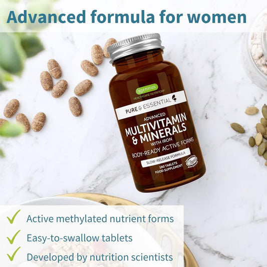 Advanced Methylated Multivitamin Tablets For Women, High Potency & Cle188 Grams