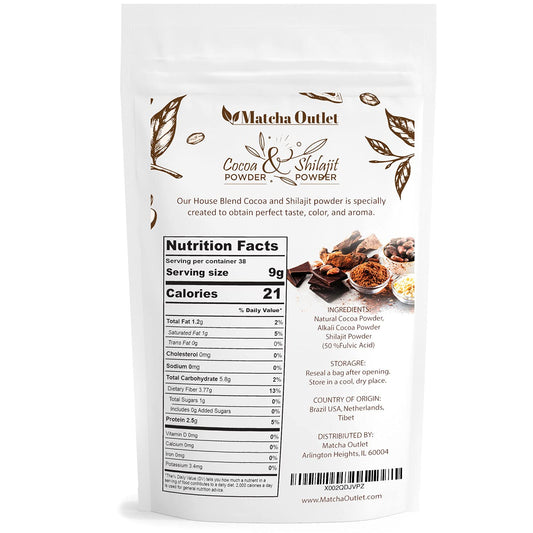 Matcha Outlet Cocolajit Cocoa Powder And Pure Shilajit Himalayan Extract Powder Precent Fulvic Acid And Unsweetened Raw Cocoa Mix
