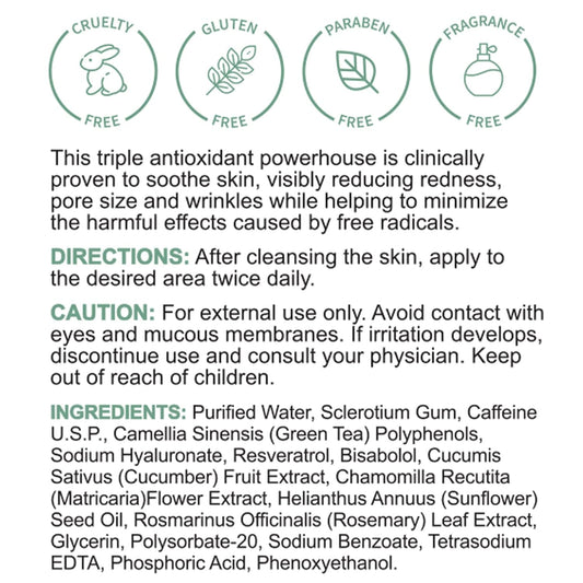 Replenix Redness Reducing Triple AOX Serum - Medical Grade Face Treatment for Sensitive Skin, Reduces Appearance of Pores and Wrinkles, 1