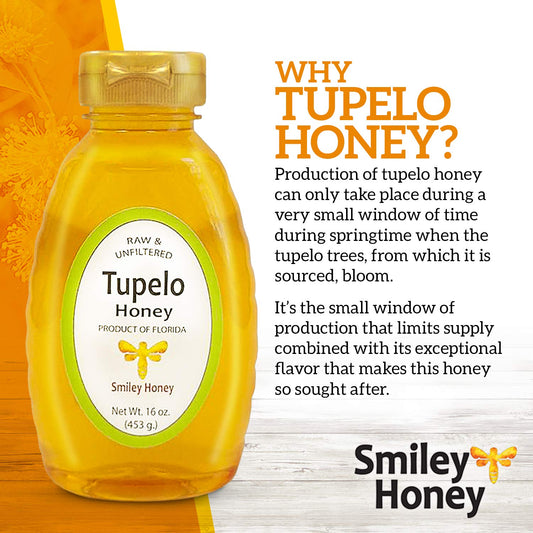 Smiley Honey - 100% Tupelo Honey Raw And Unfiltered (16 Oz)