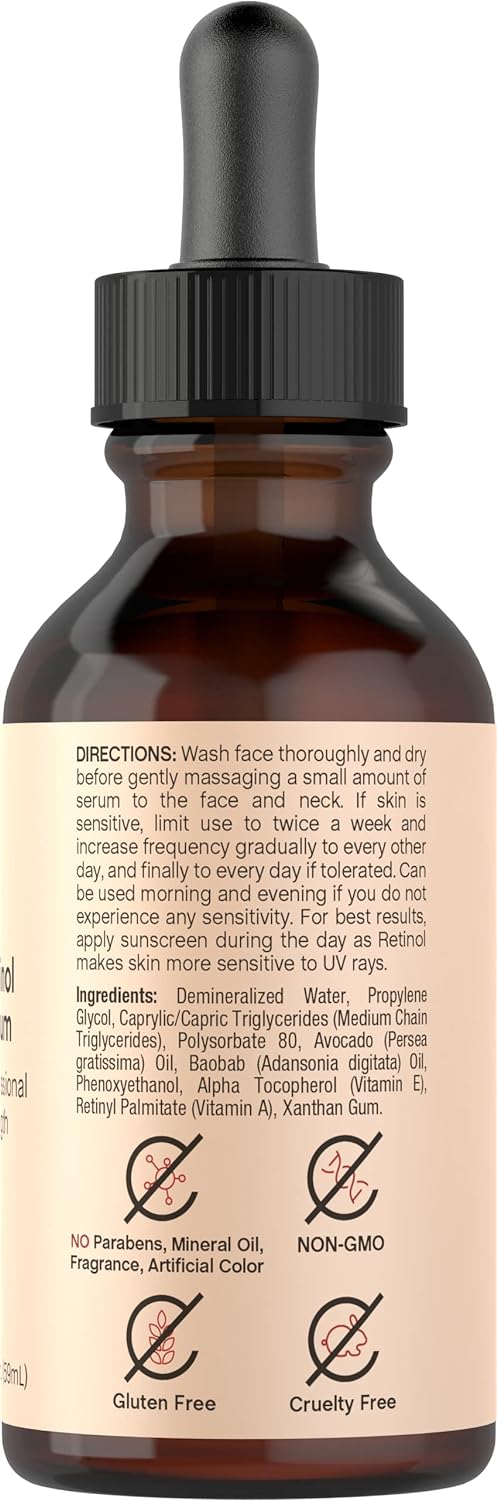 Retinol Serum for Face | 2   | Professional Strength Formula | Free of Parabens & Fragrances