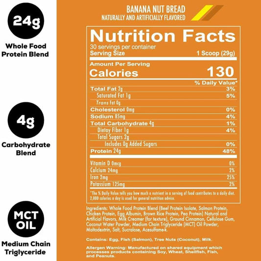 Redcon1 Mre Lite Whole Food Protein Powder, Banana Nut Bread - Low Car