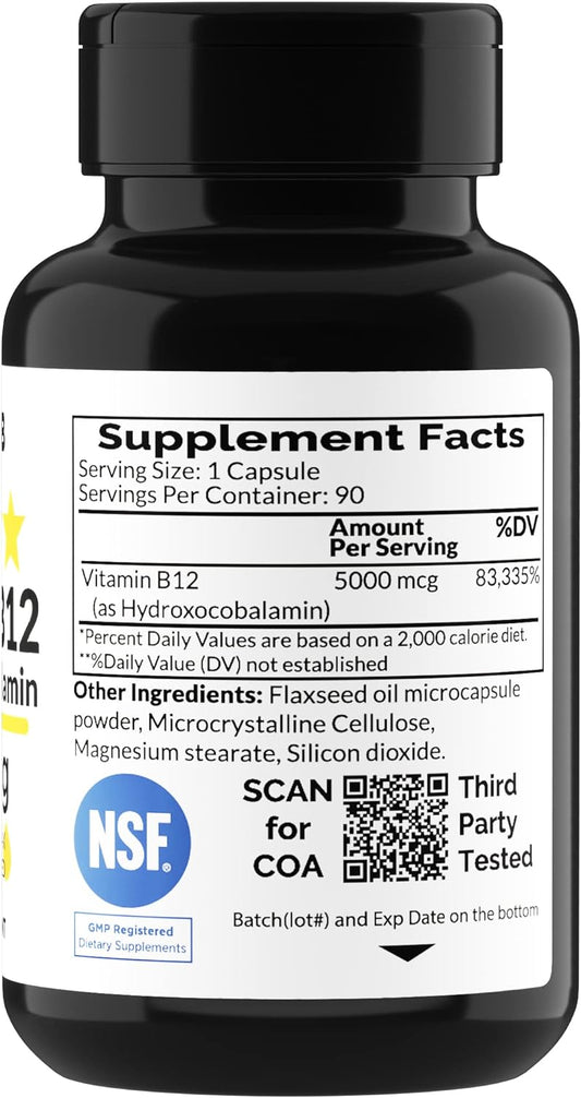 Monoherb Hydroxo B12 Vitamin 5000Mcg, Hydroxocobalamin, Hydroxy B12 With Omega 3