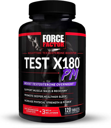 Force Factor Test X180 Pm Testosterone Booster For Men, Overnight Testosterone Supplement To Build Muscle, Increase Stre
