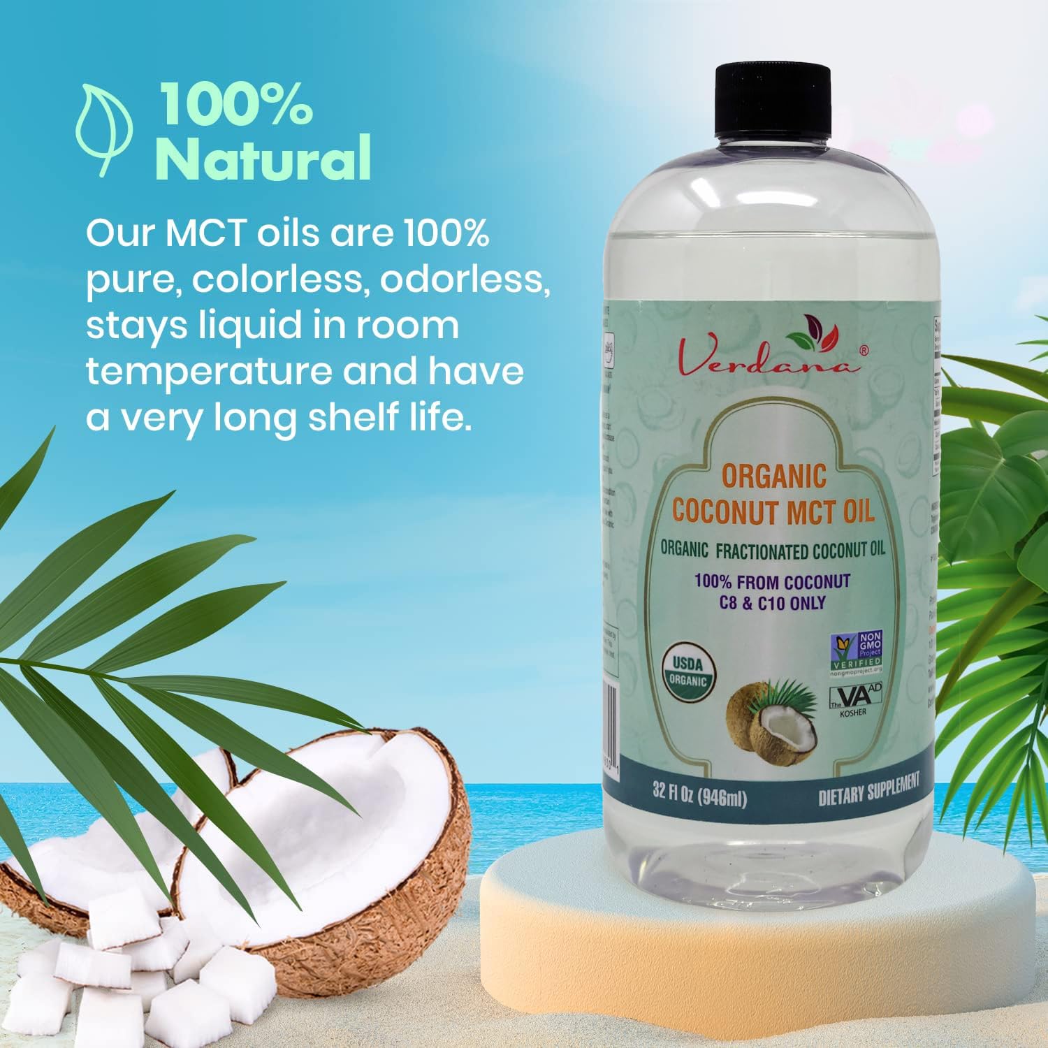 Verdana USDA Certified Organic Coconut MCT Oil –Fractionated Coconut O