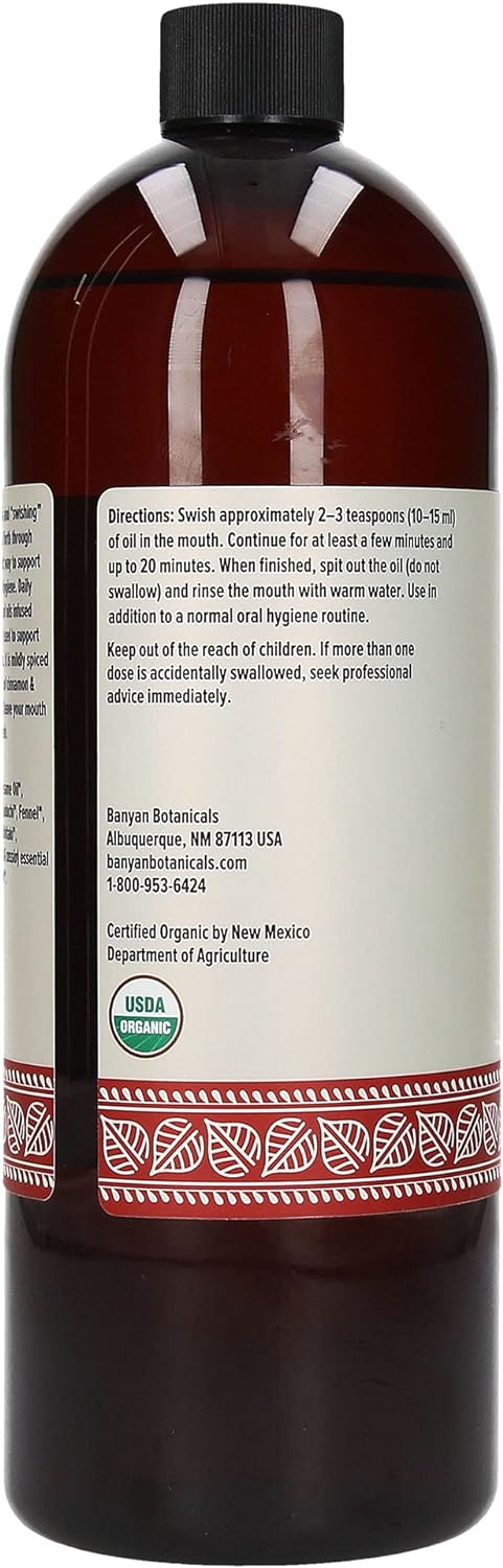 Banyan Botanicals Daily Swish Cinnamon – Organic Ayurvedic Oil Pulling Mouthwash with Coconut Oil – for Oral Health, Teeth, & Gums* – 34 – Non GMO Sustainably Sourced Vegan
