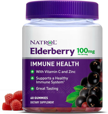 Natrol Elderberry Gummies, With Vitamin C And Zinc, Supplement For Imm