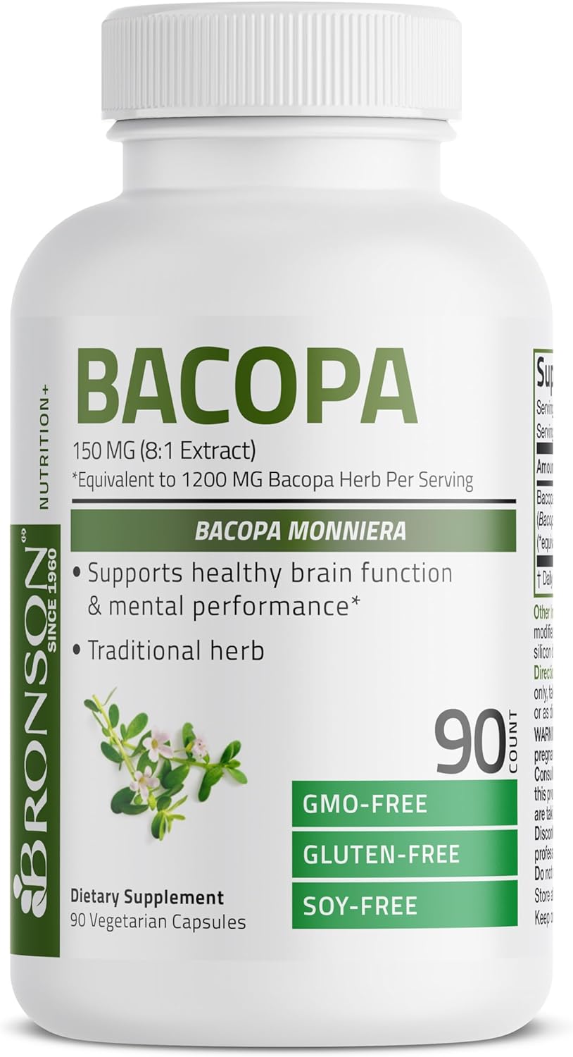 Bronson Bacopa (1200mg Equivalent from 8:1 Extract) Supports Healthy B