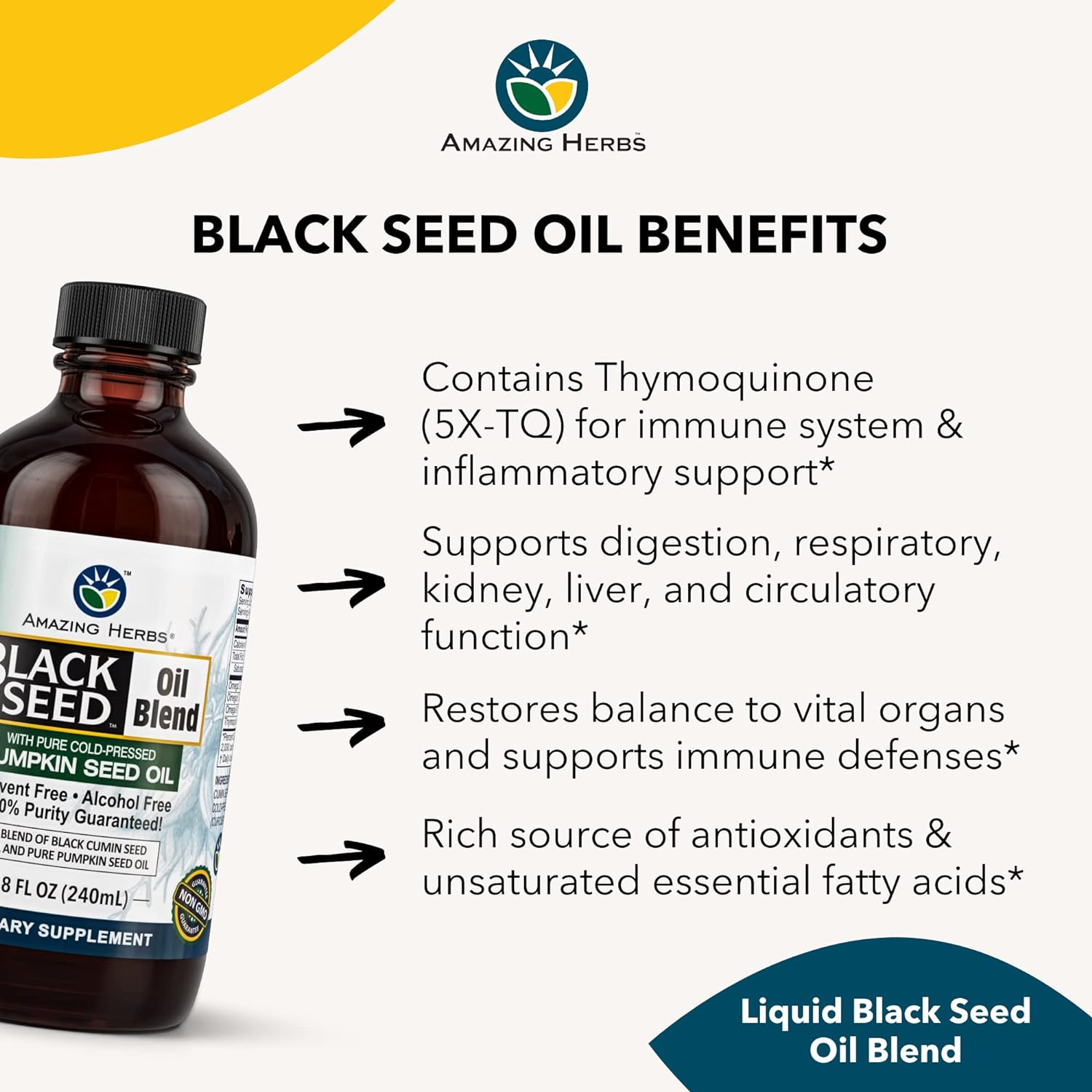 Amazing Herbs Black Seed and Pumpkin Seed Cold-Pressed Oil