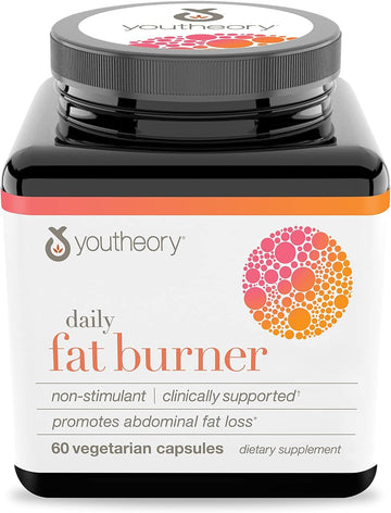 Youtheory Daily Fat Burner - Supports Body Composition & Metabolism - With Citrus Fruit Blend, Chromium & Cayenne Extract - Gluten, Soy & Dairy Free - 60 Vegetarian Capsules