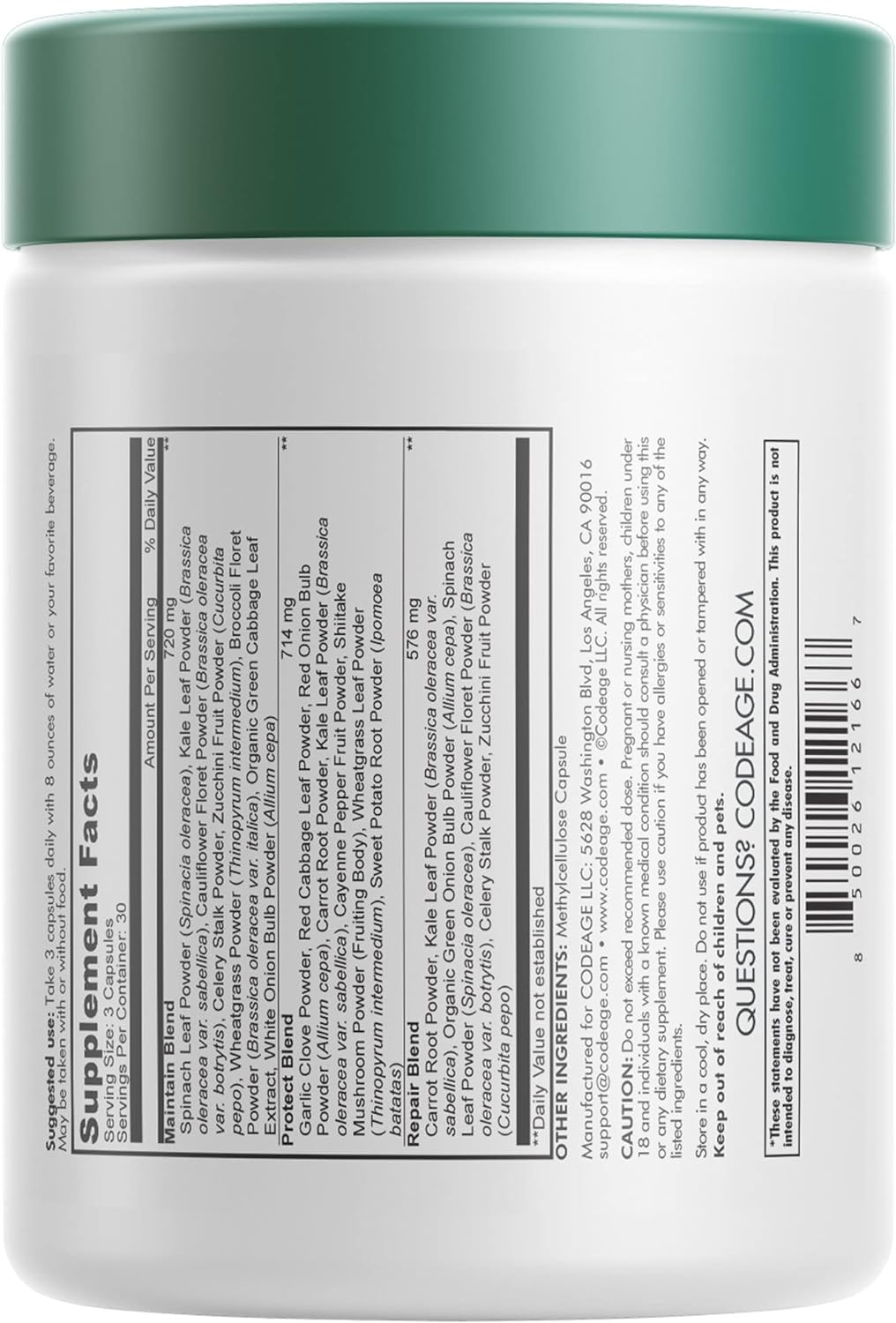 Codeage Instantfood Easy Veggies, Over 15 Vegetables Equivalent All-in