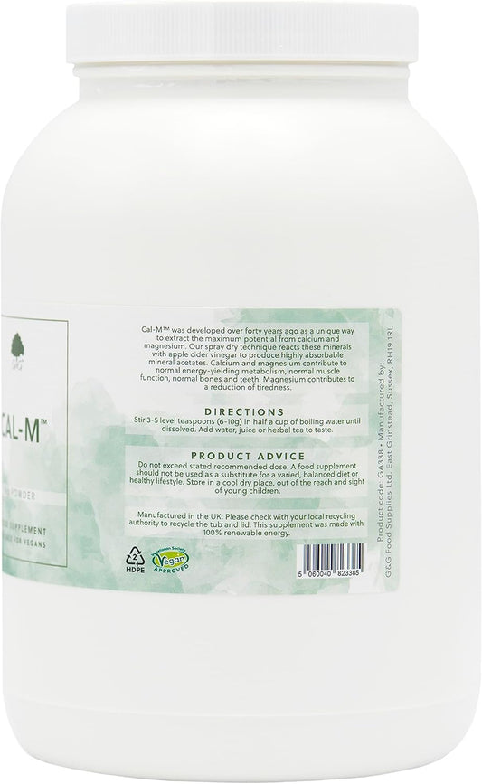 Cal-M Powder | 1Kg Tub | Calcium & Magnesium Blend With Cider Vinegar 1.1 Kilo Grams