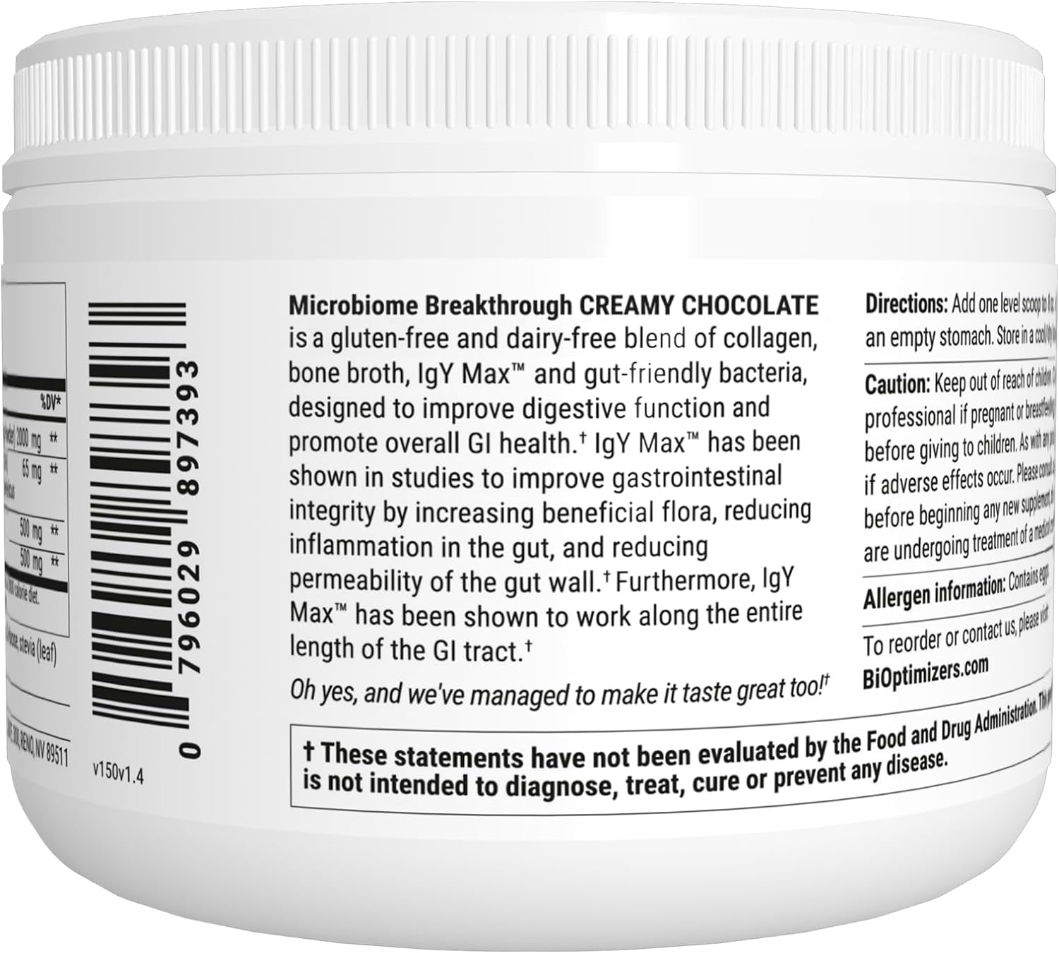 Microbiome Breakthrough Repair Powder - Chocolate Flavor - Has Lactoba