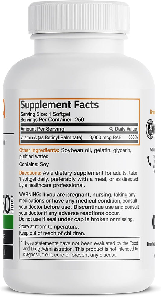 Bronson Vitamin A 10,000 Iu Premium Non-Gmo Formula Supports Healthy Vision & Immune System And Healthy Growth & Reproduction