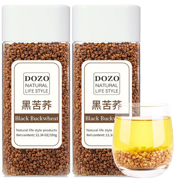 Dozo Himalayan Buckwheat Tartary Roasted Buckwheat (350Gx2) Pure Nature Black Buckwheat Caffeine Free Non-Gmo Loose Leaf Herbal Tea Coffee Flavor