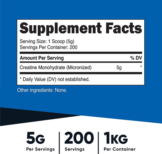 Nutricost Creatine Monohydrate Micronized Powder (1 Kg) - Pure Creatine Monohydrate