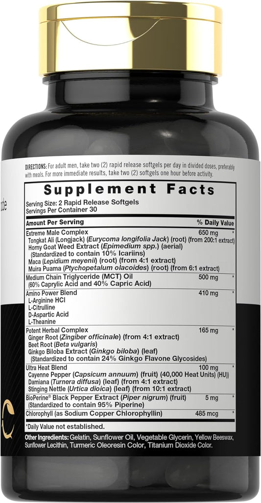 Carlyle Ultra Libido | 60 Softgels | Extreme Male Formula | Therapeutic Grade | Non-Gmo & Gluten Free Supplement