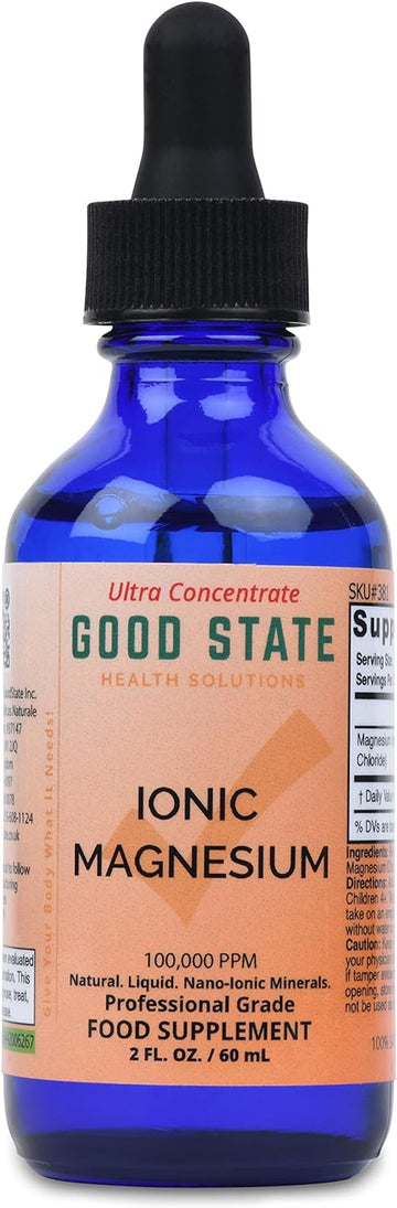 (Glass Bottle) Good State Liquid Ionic Magnesium Ultra Concentrate (10 Drops Equals 50 mg - 100 Servings per Bottle)