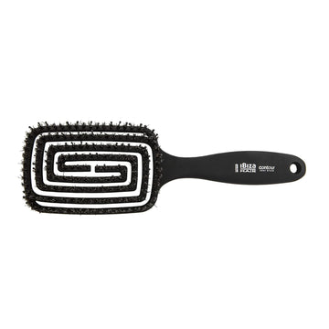 Ibiza Hair Professional Detangling Brush with Boar/Nylon Ball Tip Bristles (Contour Vent), Geometrical Design Contours to the Shape of the Head for Damage Free Detangling, Waterproof, Heat Resistant