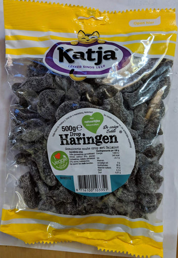 Katja Drop Haringen (Herring Shaped Licorice - Salty)2 Bags Are Ea 500Gram