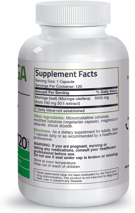 Bronson Moringa Oleifera 5000 Mg Powder Capsules Extra High Potency 50