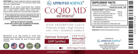 Approved Science Coq10 Md- Extra Strength 250Mg Pure Coq10 With Biope