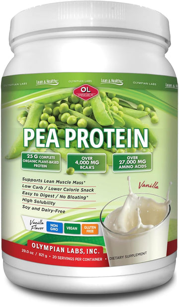 Olympian Labs Plant Based Pea Protein Powder, Vanilla - 25G Of Protein