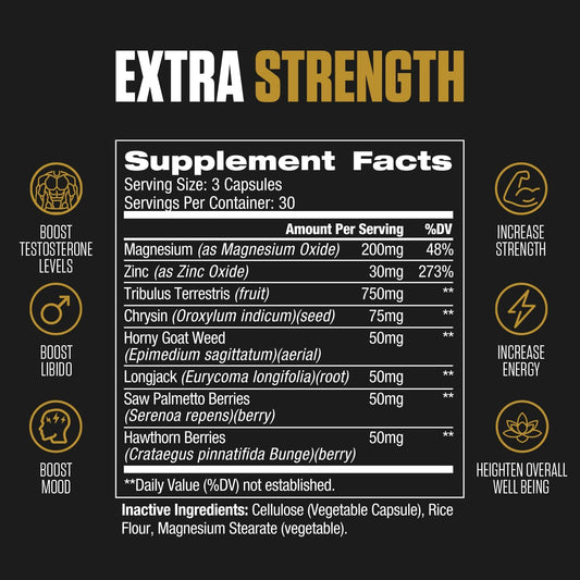 Testosterone Max Booster | #1 Rated Test Booster Supplement For Men, Extra Strength | Gain Muscle Mass, Boost Libido, In
