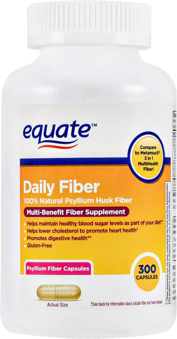 Awehiru Equate Daily Multi-Benefit Psyllium Fiber Capsules, 300 Ct