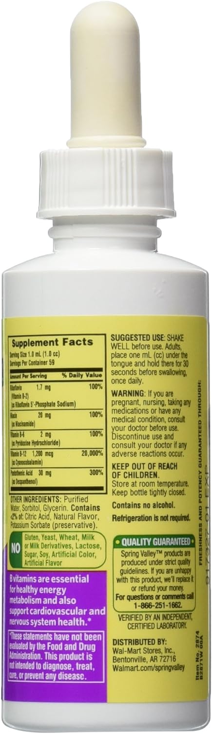 Spring Valley - Vitamin B-Complex Sublingual Liquid, 2 Ounce With a bu