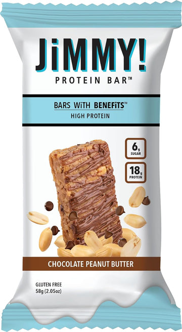 Jimmy! Protein Bar, Chocolate Peanut Butter, 12 Count - Energy Bar Wit0.63 Ounces