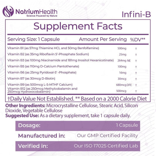 Nootropics Depot Infini-B Capsules | Optimized Vitamin B Complex | Ene