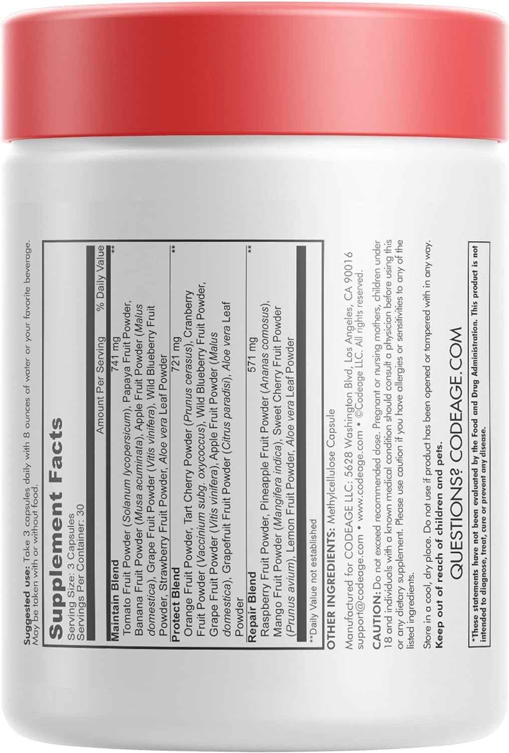 Codeage Instantfood Fast Fruits, Over 15 Fruits Equivalent All-in-One,