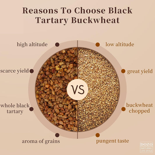 Dozo Himalayan Buckwheat Tartary Roasted Buckwheat (350Gx2) Pure Nature Black Buckwheat Caffeine Free Non-Gmo Loose Leaf Herbal Tea Coffee Flavor