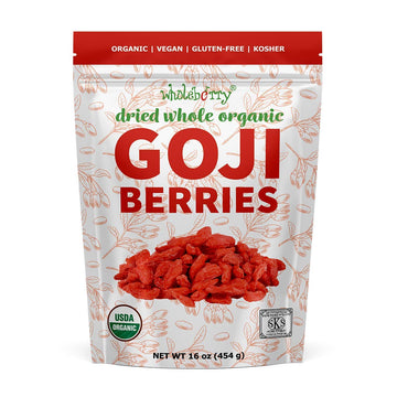 Wholeberry Organic Wolfberry Gouqi Goji Berries 16Oz| Raw, Vegan, Gluten Free Super Food High In Plant Based Protein, Di