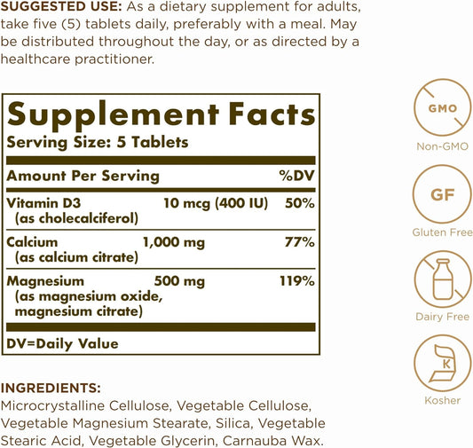 Solgar Calcium Magnesium With Vitamin D3-150 Tablets, Pack Of 2 - Promotes Healthy Bones, Supports Nerve & Muscle Functi