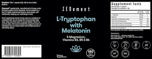 Zenement L-Tryptophan Complex, With Melatonin, Magnesium + Vitamins B3