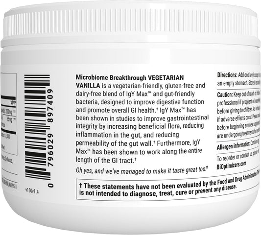 Microbiome Breakthrough Repair Powder - Vegetarian Vanilla - Contains 5.3 Ounces