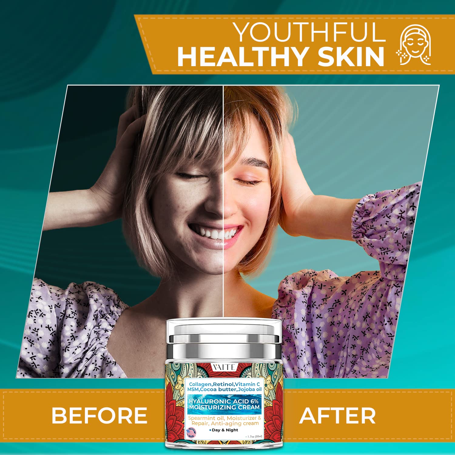 Esupli.com Facial moisturizer cream hyaluronic acid 6% vitamin C collag