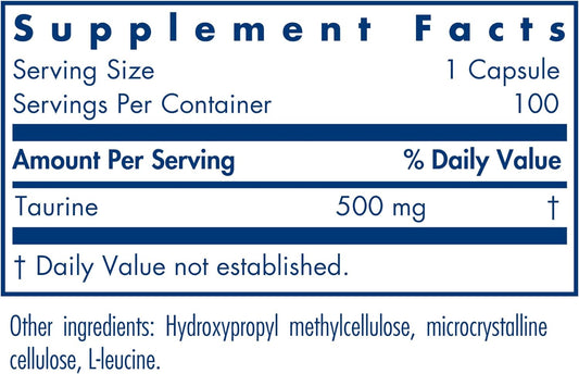 Allergy Research Group - Taurine 500 Mg - Energy, Cardiovascular Suppo