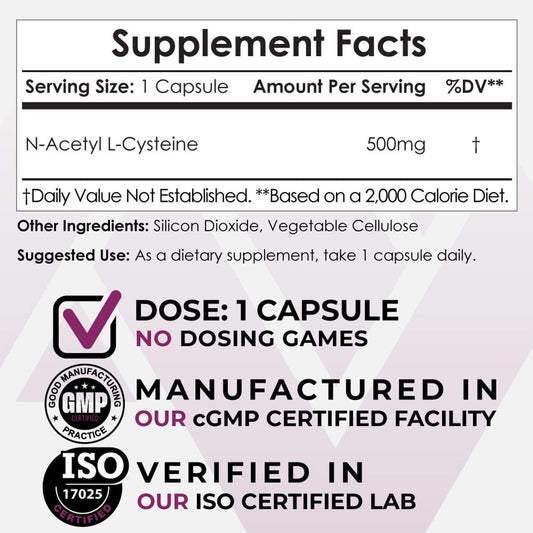 Nootropics Depot N-Acetyl L-Cysteine Capsules | 500Mg | Nac | 60 Count
