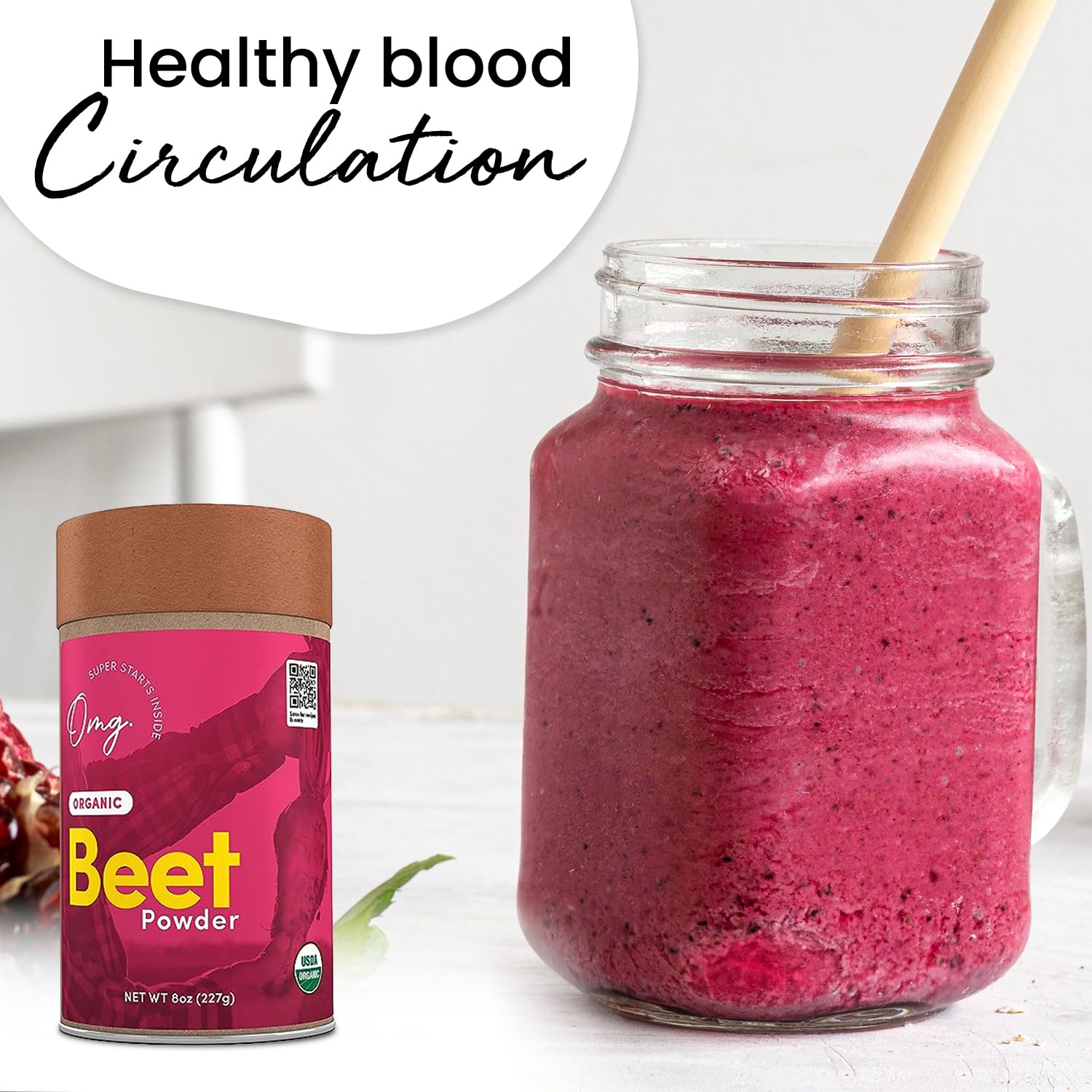 OMG Superfoods Organic Beet Root Powder - 8 Ounces, Nitric