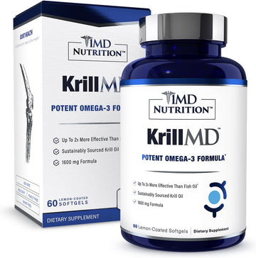 1MD Nutrition KrillMD - Antarctic Krill Oil Omega 3 Supplement with As