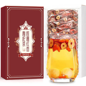 Dozo Longan Red Jujube Tea (20Pack) Longan Jujube Wolfberry Fruit Tea Longan Red Dates Goji Berries Individual Package Fruit Tea