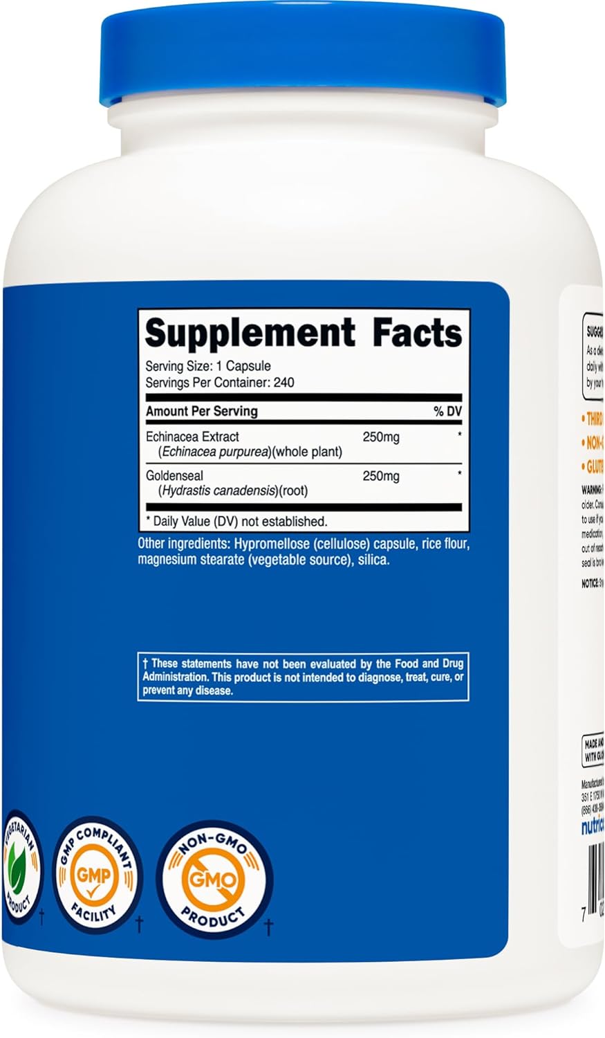 Nutricost Echinacea & Goldenseal Root, 500mg, 240 Capsules - Vegetaria