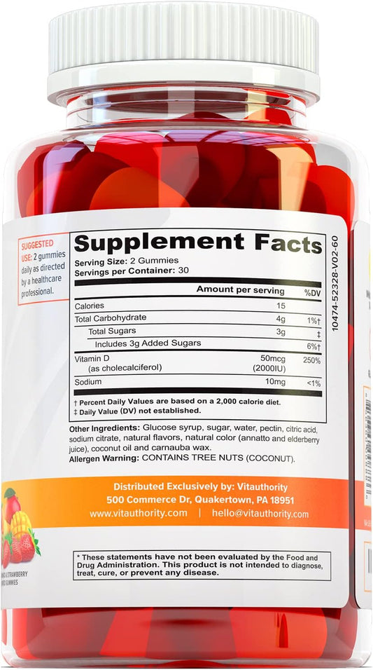 Delicious Vitamin D3 Gummies For Adults - High Absorption Gummy Vitami
