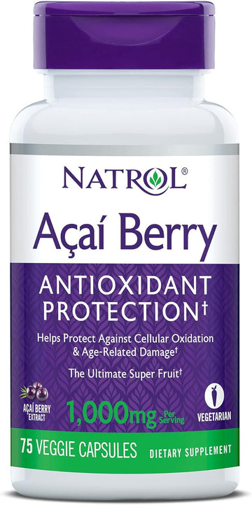 Natrol Acai Berry, Antioxidant Protection, 1,000Mg Vegi Capsules, 75 C