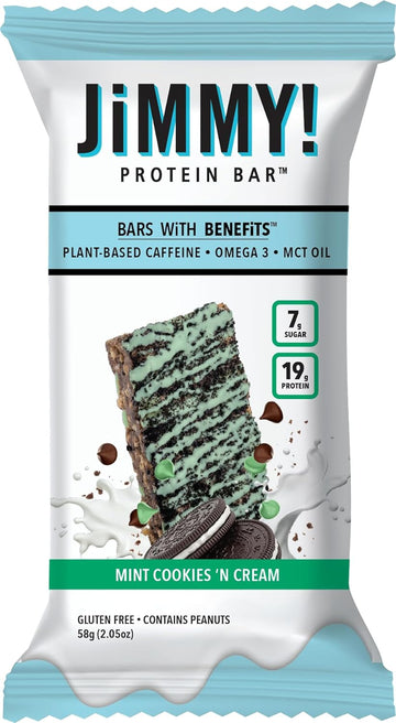 Jimmy! Protein Bar, Mint Cookies And Cream, Wake And Focus, 12 Count -0.67 Ounces