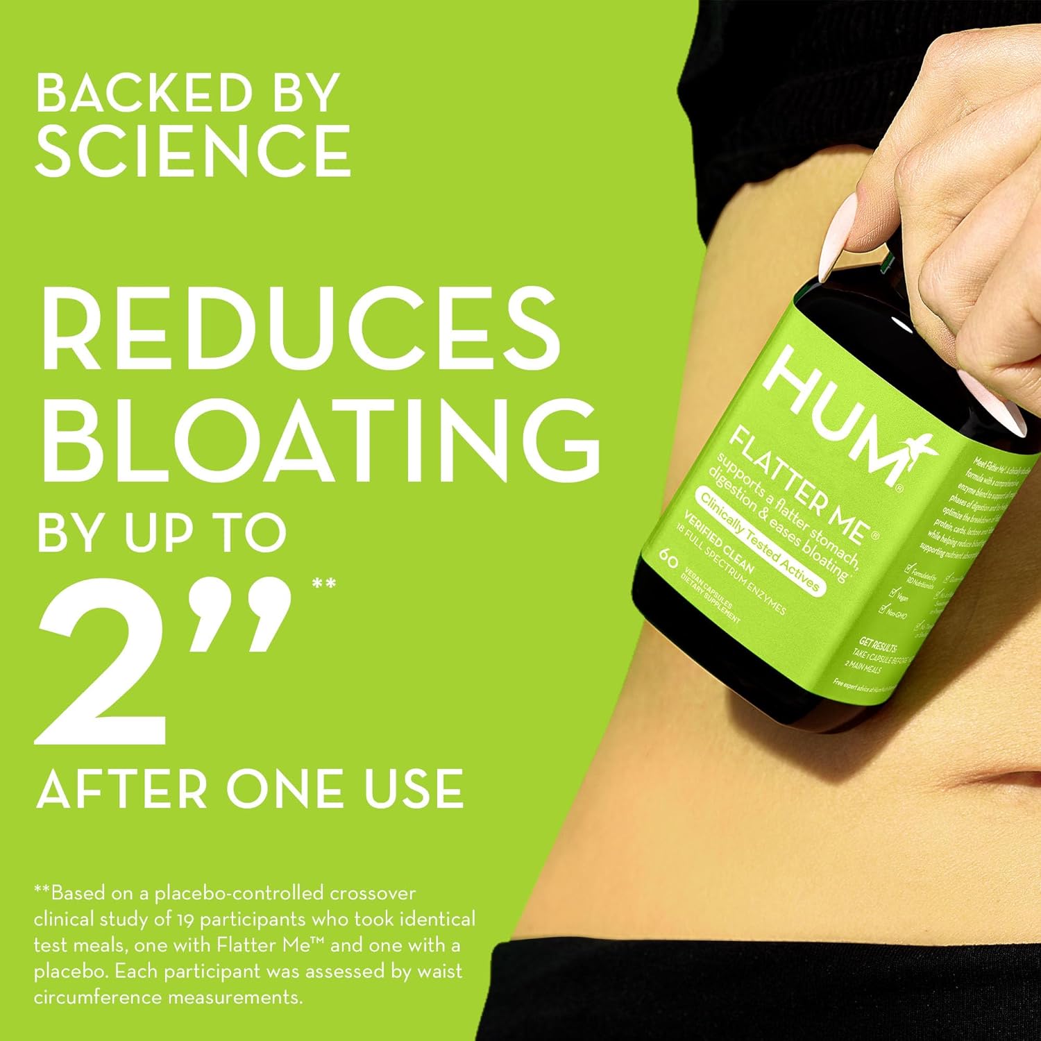 HUM Flatter Me Supplement for Daily Bloating - 18 Full Spectrum Digest